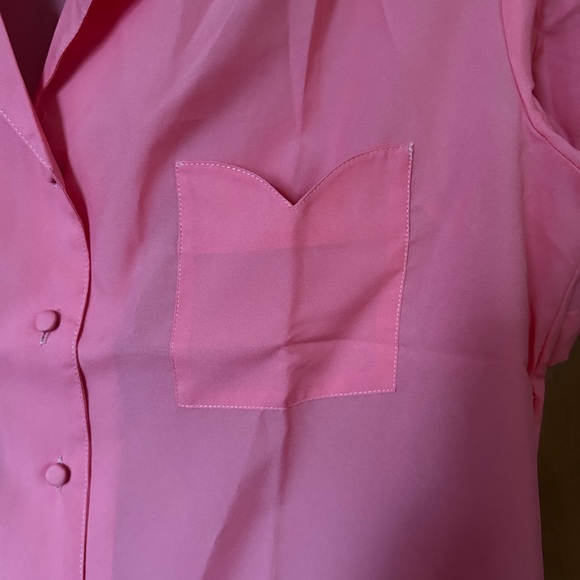 Vintage 80s Pink Girlie Button Up Blouse - Picture 2 of 7